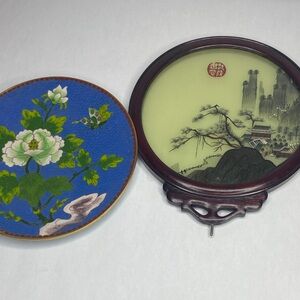 Bundle Decorative hand painted Plate and wood framed art